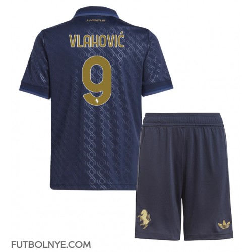 Camiseta Juventus Dusan Vlahovic #9 Tercera Equipación para niños 2024-25 manga corta (+ pantalones cortos)